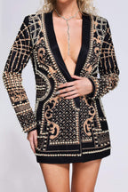 Padded Suit Jacket Bubble Bead Printing Women's Clothing aclosy