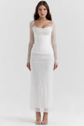 Mesh Stitching Lace Mid-length Dress Aclosy