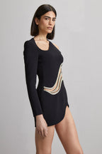 Evening See-through One Shoulder Dress aclosy