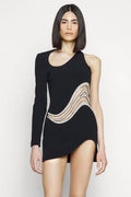 Evening See-through One Shoulder Dress aclosy