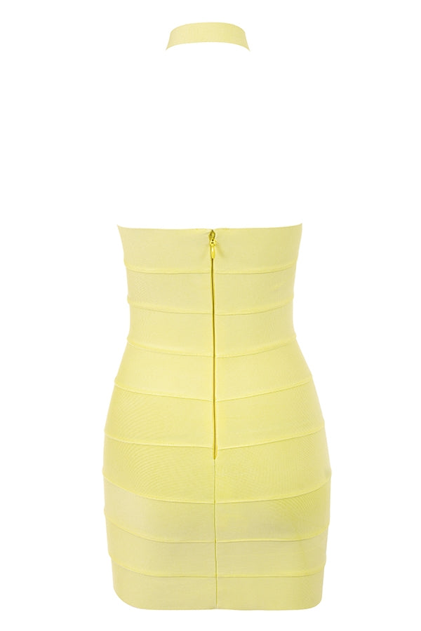 Maliya Halter Bandage Mini Yellow Dress