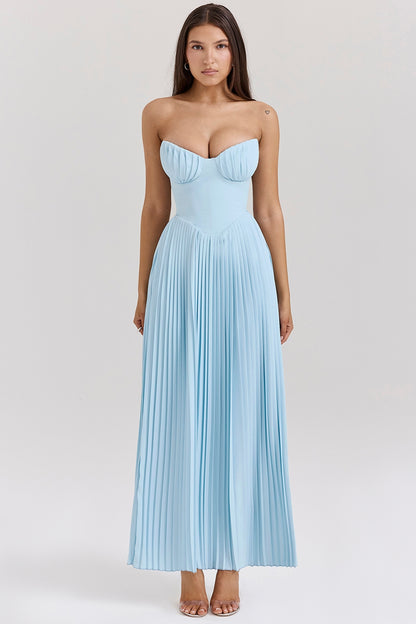 Alyia Elegant Ocean Blue Maxi Dress