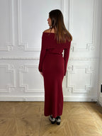Athena Elegant Burgundy Dress-Set