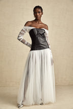 CHIC OFF SHOULDER MESH MAXI DRESS