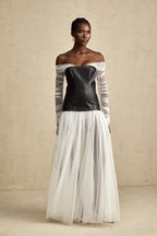 CHIC OFF SHOULDER MESH MAXI DRESS