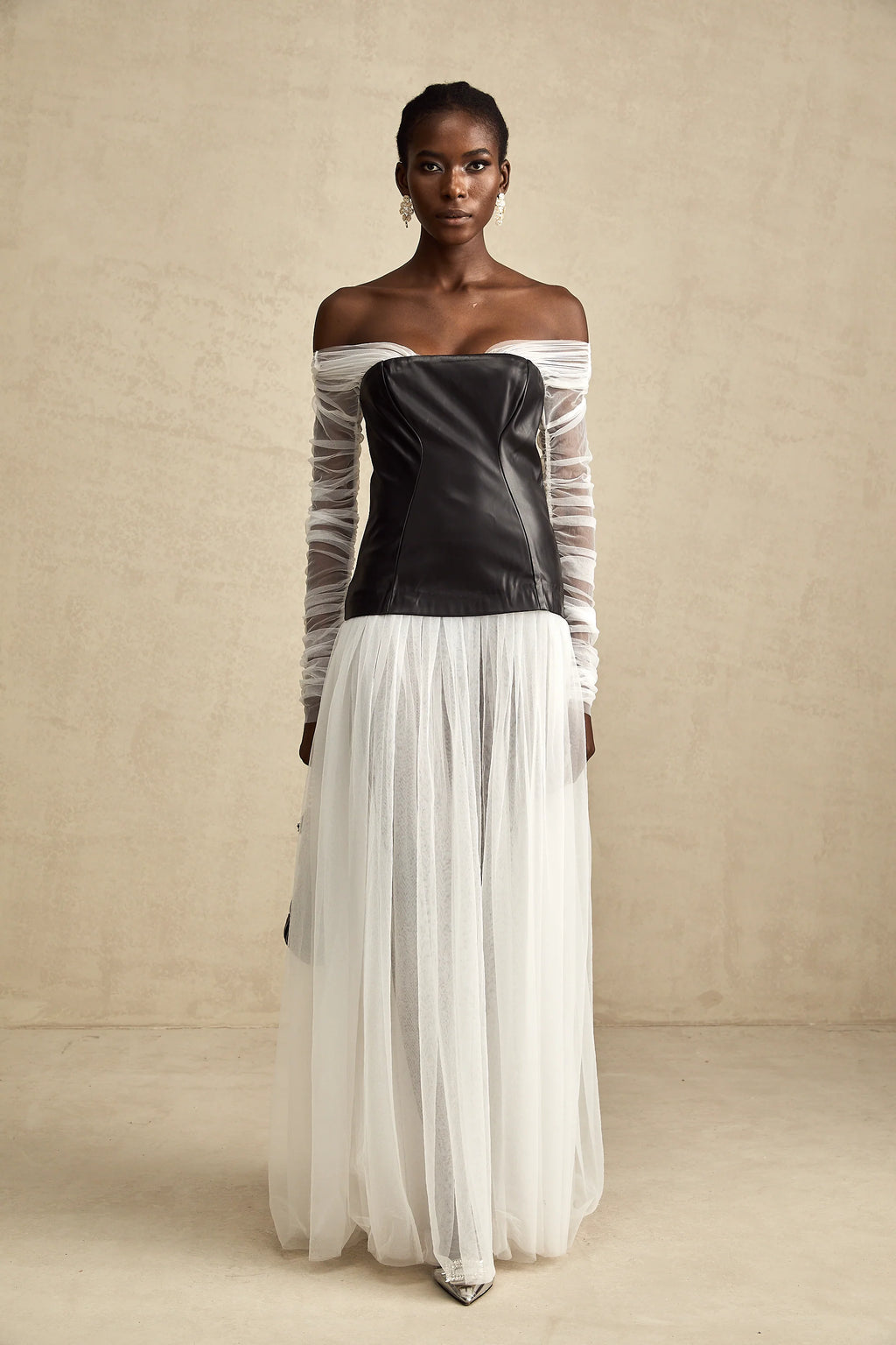 CHIC OFF SHOULDER MESH MAXI DRESS