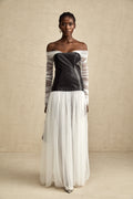 CHIC OFF SHOULDER MESH MAXI DRESS