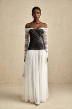 CHIC OFF SHOULDER MESH MAXI DRESS