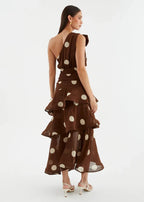 Elena One‑Shoulder Polka‑Dot Tiered Backless Dress (Copy) aclosy