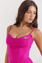 Mesh Stitching Lace Mid-length Dress Aclosy