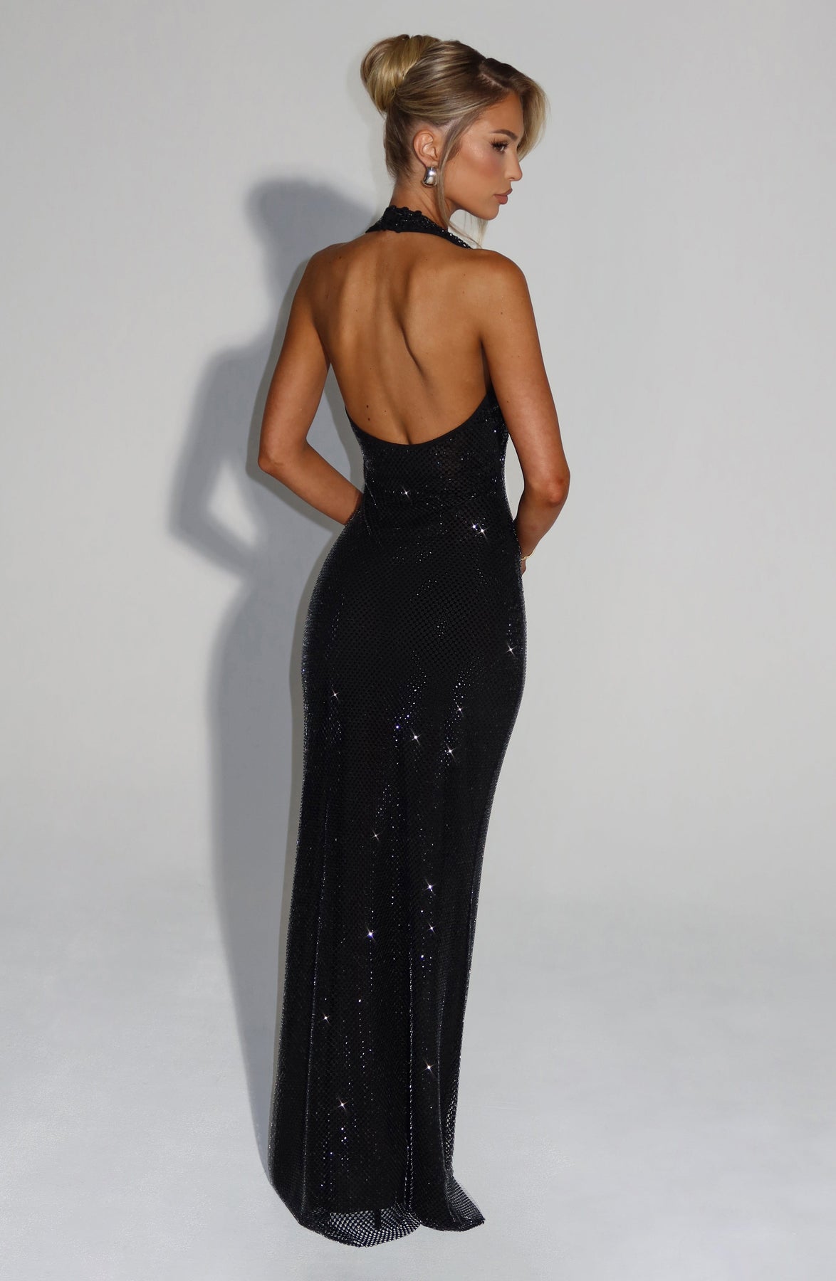 Elegant Sequins Backless Maxi Dress