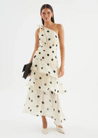 Elena One‑Shoulder Polka‑Dot Tiered Backless Dress (Copy) aclosy