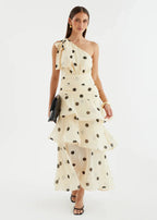 Elena One‑Shoulder Polka‑Dot Tiered Backless Dress (Copy) aclosy