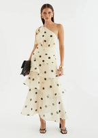 Elena One‑Shoulder Polka‑Dot Tiered Backless Dress (Copy) aclosy