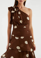 Elena One‑Shoulder Polka‑Dot Tiered Backless Dress (Copy) aclosy