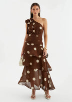 Elena One‑Shoulder Polka‑Dot Tiered Backless Dress (Copy) aclosy