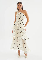 Elena One‑Shoulder Polka‑Dot Tiered Backless Dress (Copy) aclosy