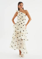 Elena One‑Shoulder Polka‑Dot Tiered Backless Dress (Copy) aclosy