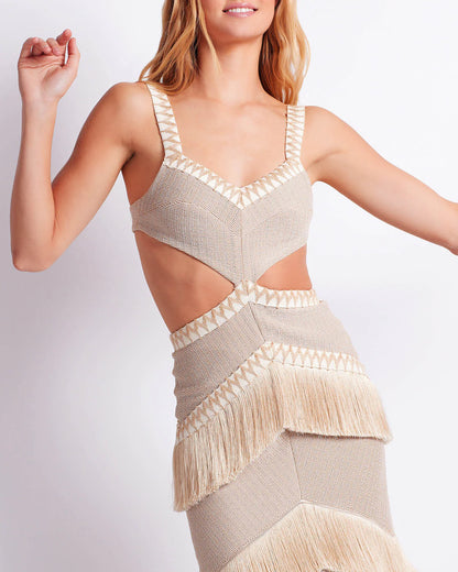Women's Knitted Sling Bandage One-piece Dress Aclosy