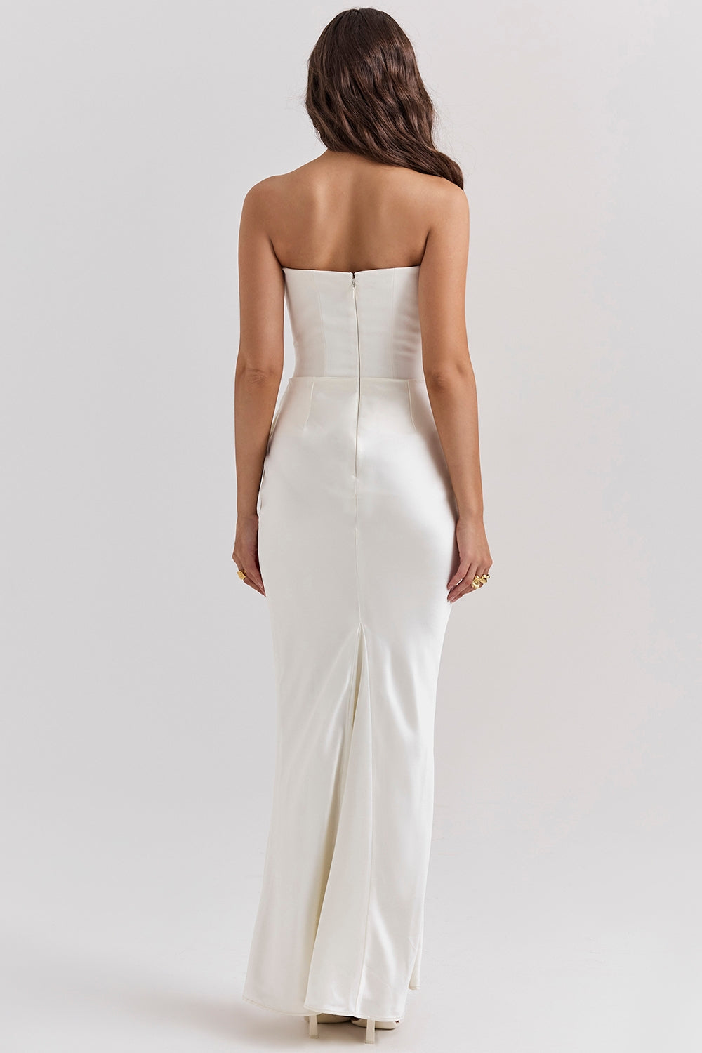 SERAPHINA CORSET SATIN ELEGANCE DRESS-WHITE aclosy