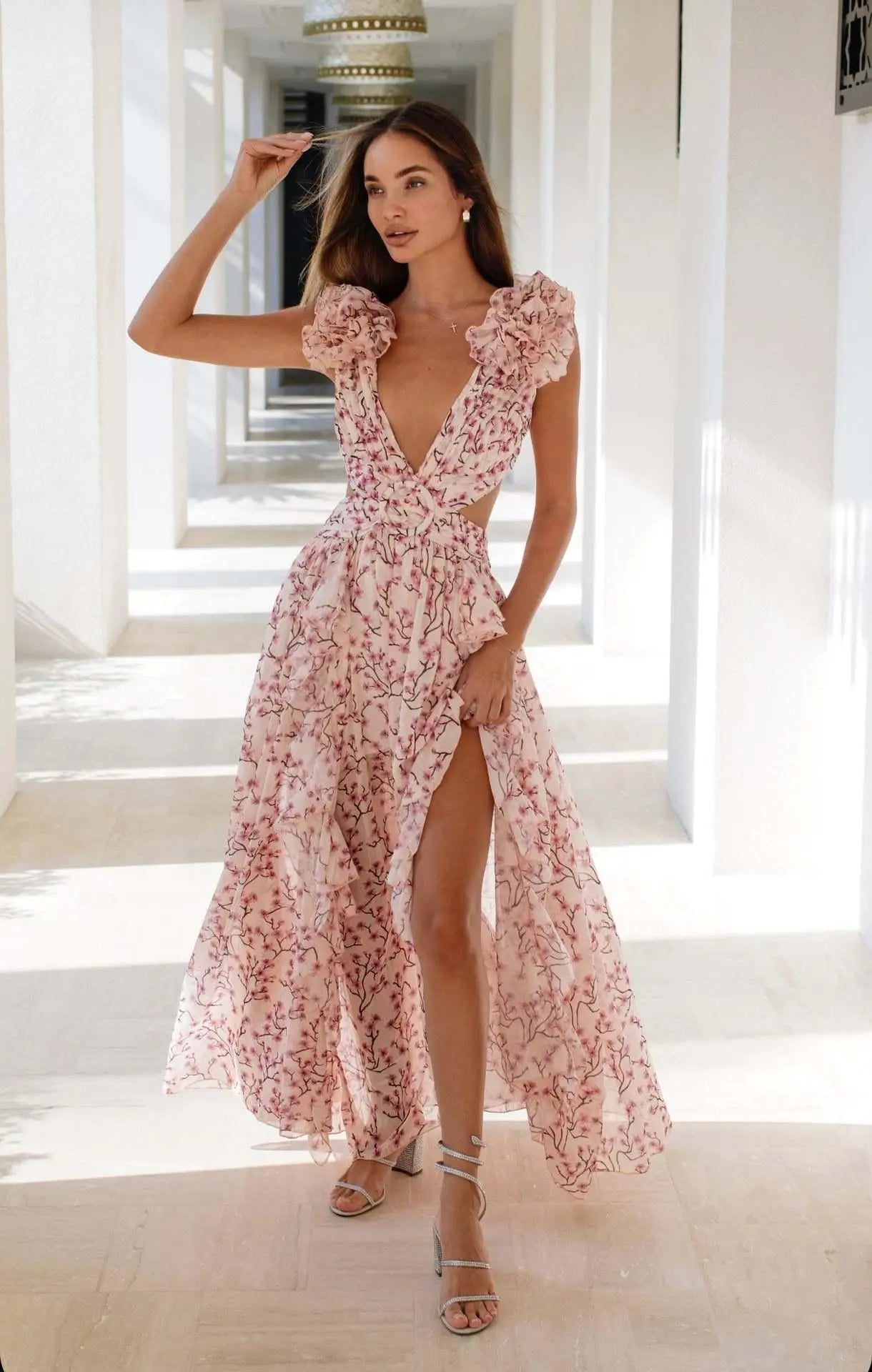 Marisol | Halterneck Floral Backless Maxi Dress