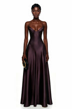 Alana Strapless Satin Cinched-Waist Maxi Evening Gown