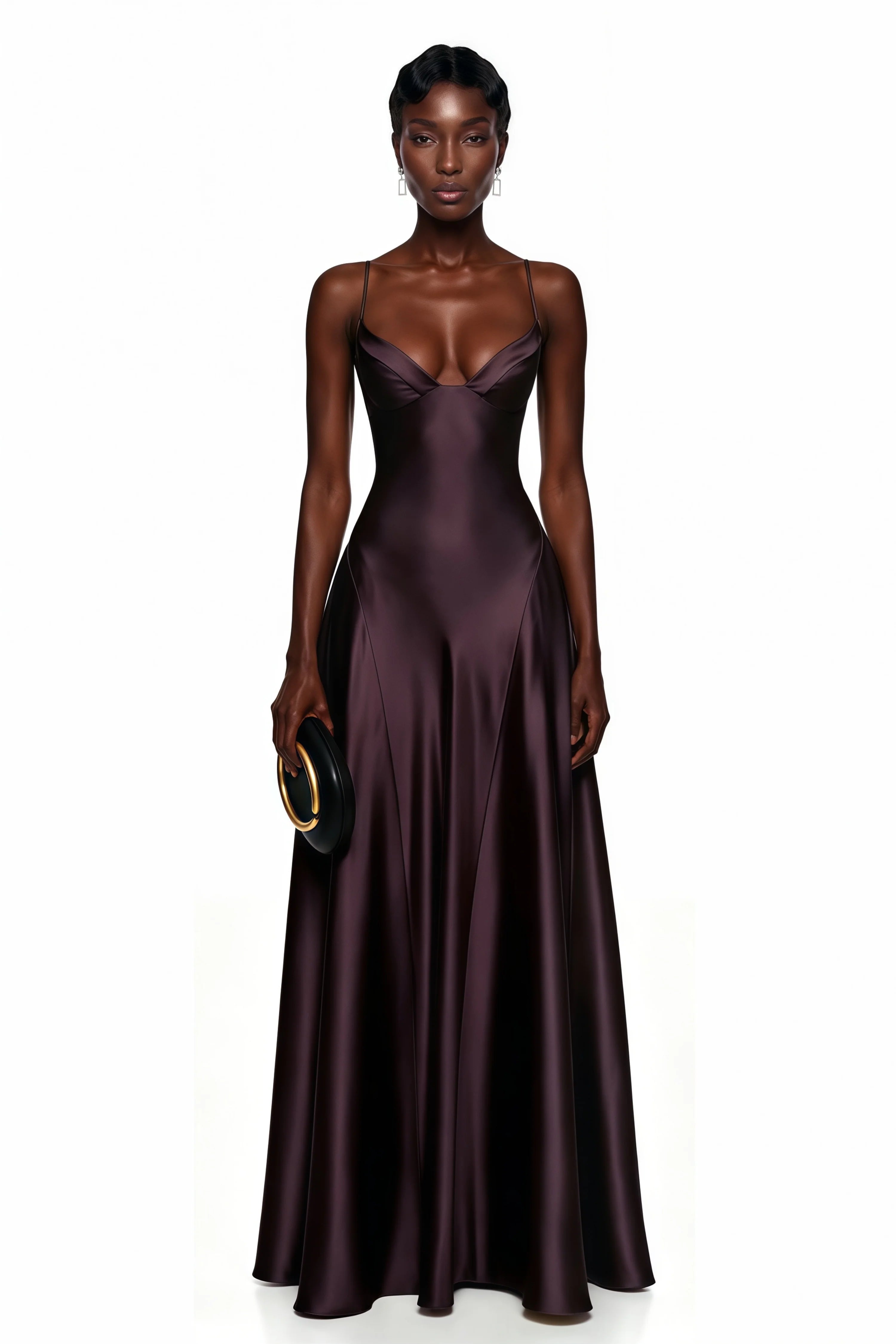 Alana Strapless Satin Cinched-Waist Maxi Evening Gown