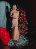 CHARMING SEQUIN MESH MAXI DRESS