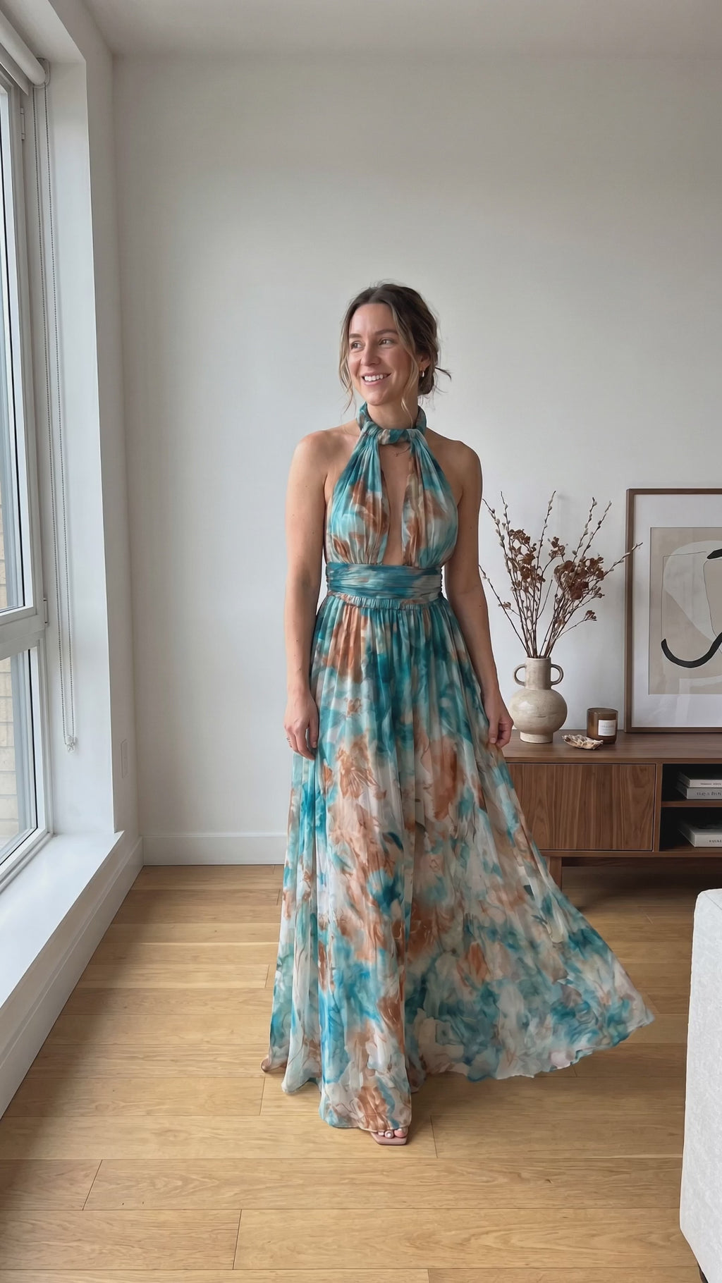 Marisol | Halterneck Floral Backless Maxi Dress
