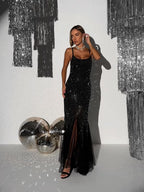 CHARMING SEQUIN MESH MAXI DRESS