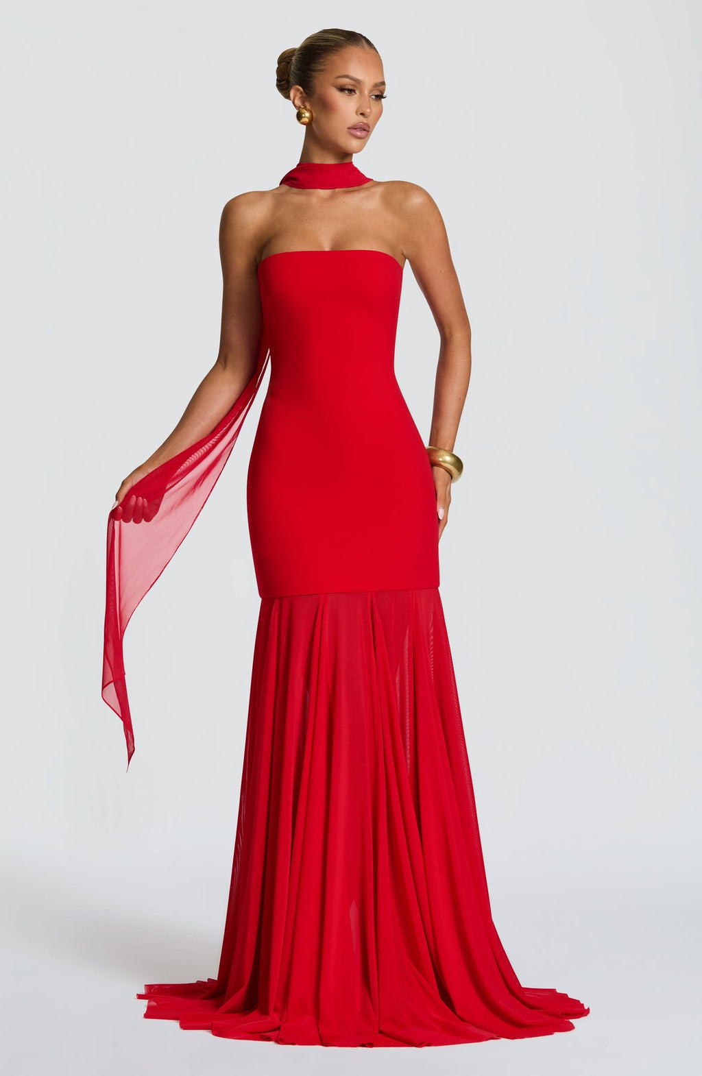 Elerna Strapless Hugging Mermaid Maxi Dress