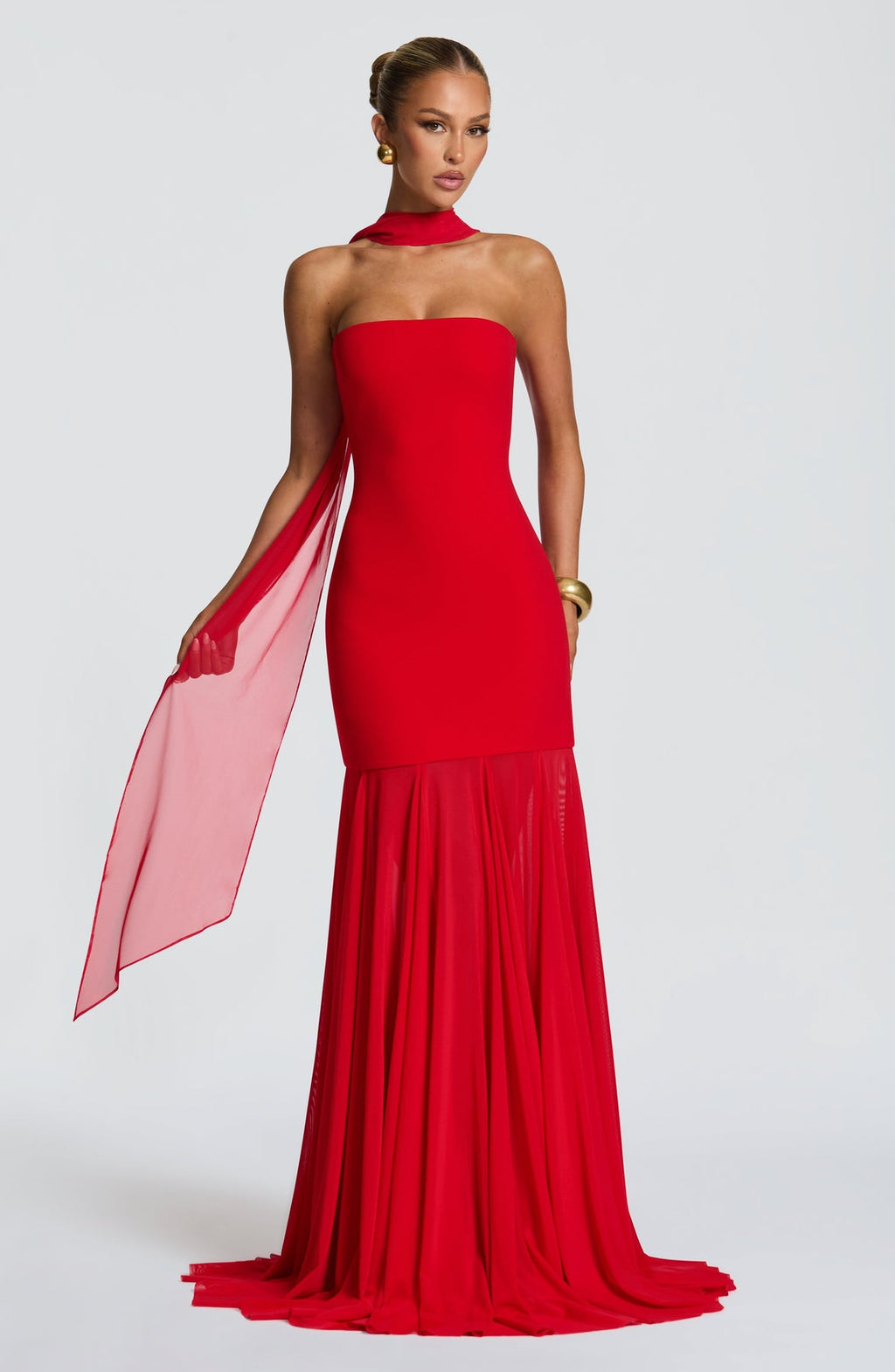Elerna Strapless Hugging Mermaid Maxi Dress