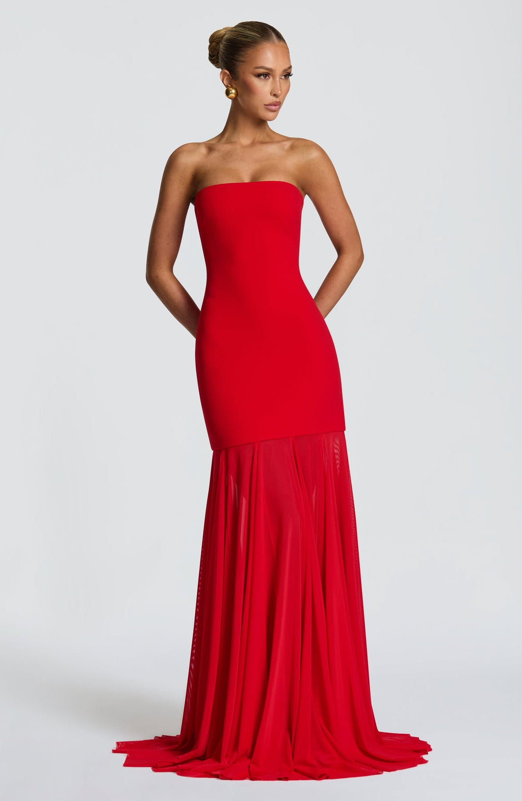 Elerna Strapless Hugging Mermaid Maxi Dress