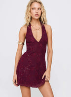 Versia Backless Mesh Flocked Sequin Slip Dress