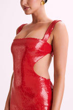 Sequin Sling Square Collar Backless Elite Dress-RESTOCK aclosy