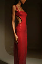 Sequin Sling Square Collar Backless Elite Dress-RESTOCK aclosy