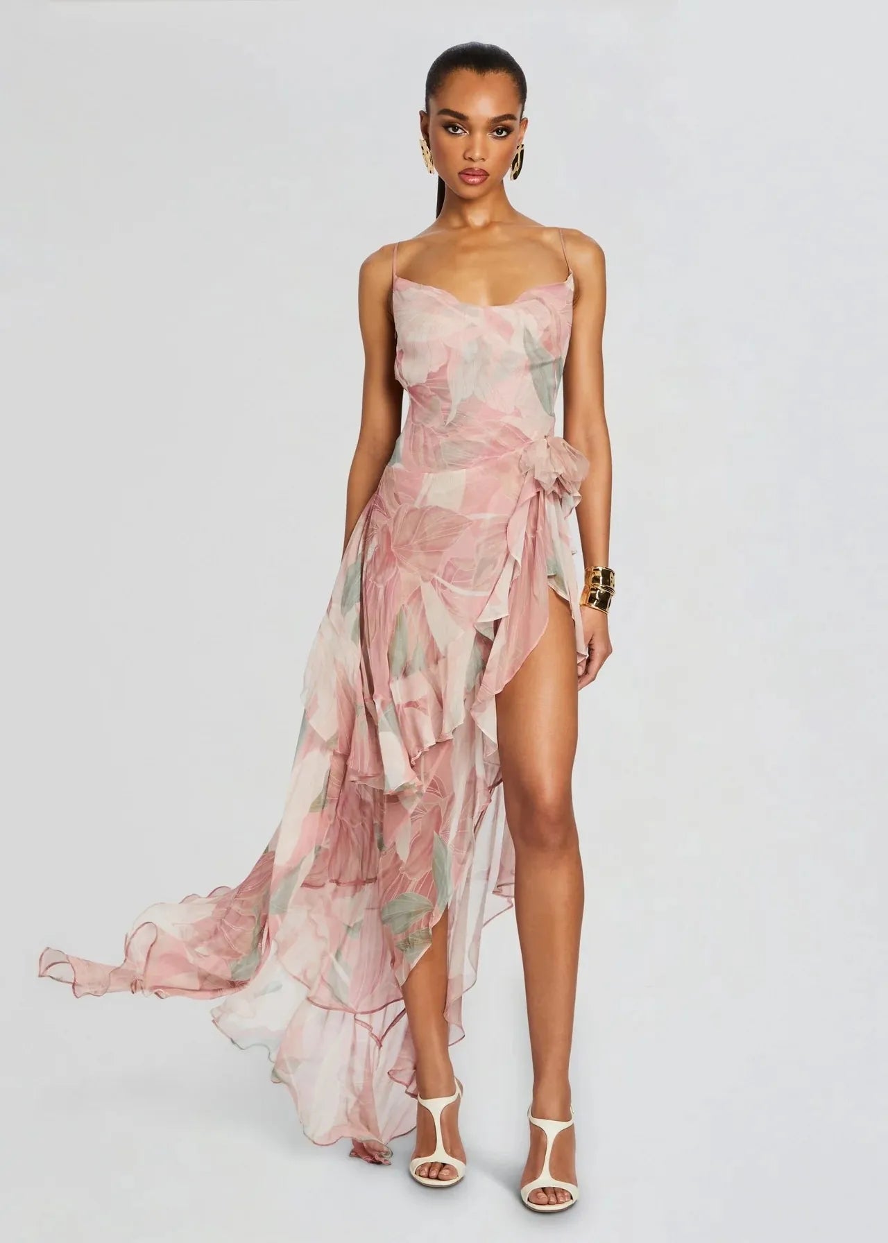 Viniya Irregular Oblique Ruffled Skirt With Suspenders