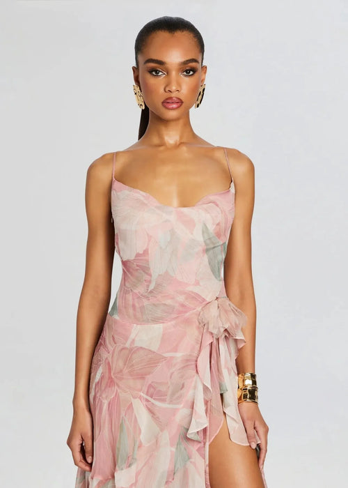 Viniya Irregular Oblique Ruffled Skirt With Suspenders
