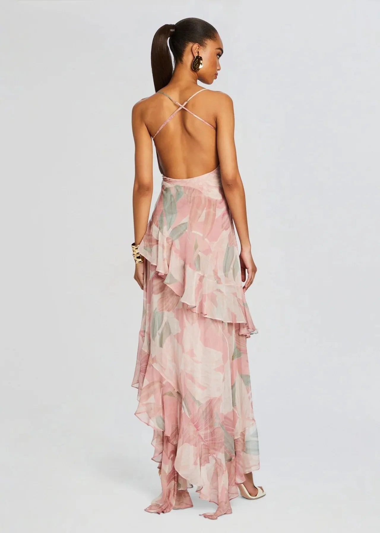 Viniya Irregular Oblique Ruffled Skirt With Suspenders