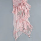 Viniya Irregular Oblique Ruffled Skirt With Suspenders