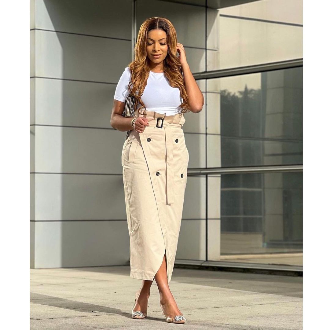 Elegant Button Belt Suit Skirt Sets aclosy