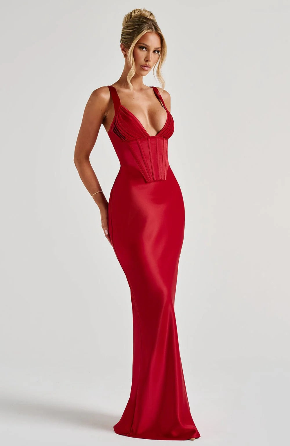 Aleka Perfect Corset Red Maxi Dress