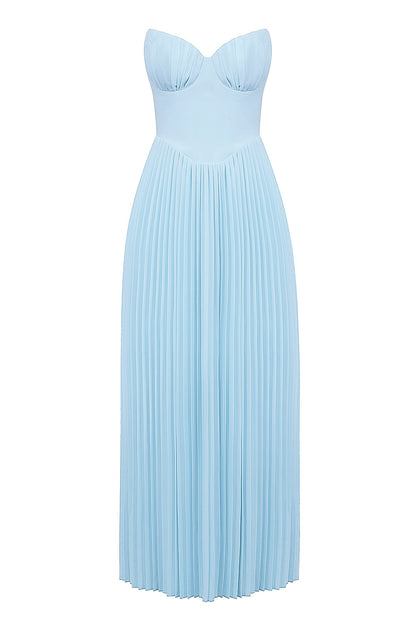 Alyia Elegant Ocean Blue Maxi Dress