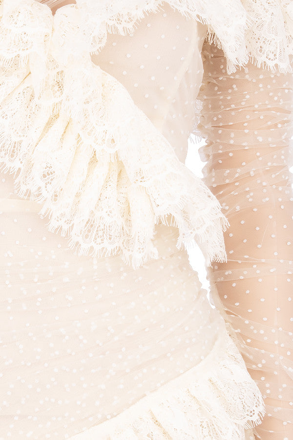 Women's Long-sleeved Lace Screen Sheath Dress Aclosy