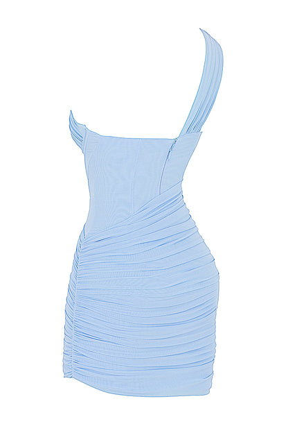 Alyia One-shoulder Mesh Mini Dress Aclosy