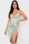 Pure Color Deep V Dress Suspender Skirt aclosy