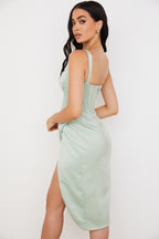 Pure Color Deep V Dress Suspender Skirt aclosy