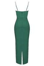 Pile Collar Satin Fishbone Pleated Suspender Long Dress aclosy