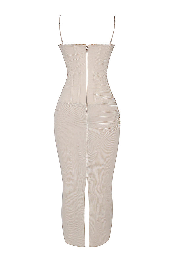 Mesh Stitching Lace Mid-length Dress Aclosy