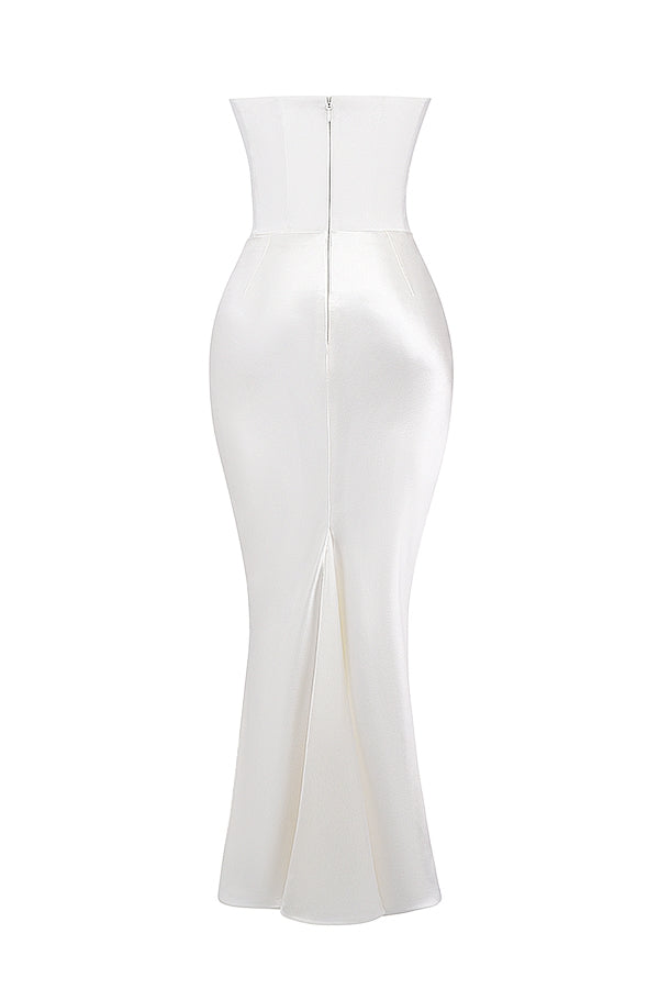 SERAPHINA CORSET SATIN ELEGANCE DRESS-WHITE aclosy